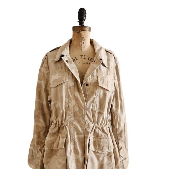 GAP Tan Camo Utility Jacket SZ M 4 pocket snap closure - Picture 2 of 5